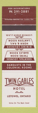 Matchbook Cover - Twin Gables Hotel Listowel ON