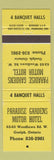 Matchbook Cover - Paradise Gardens Motor Hotel Guelph ON YELLOW