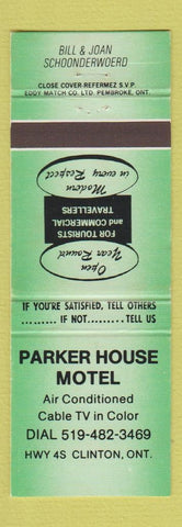 Matchbook Cover - Parker House Motel Clinton ONH