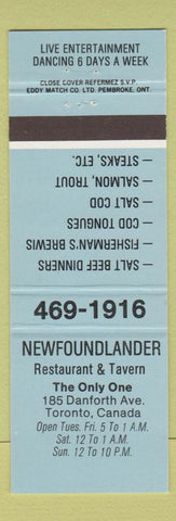 Matchbook Cover - Newfoundlander Restaurant Toronto ON