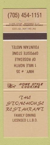Matchbook Cover - Stonehouse Restaurant Rosedale Toronto? ON
