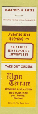Matchbook Cover - Elgin Terrace Deli Montreal QC
