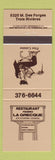 Matchbook Cover - Restaurant Pizza La Grecque Trois Rivieres QC