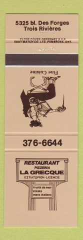 Matchbook Cover - Restaurant Pizza La Grecque Trois Rivieres QC