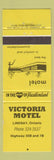 Matchbook Cover - Victoria Motel Lindsay ON YELLOW