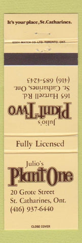 Matchbook Cover - Julio's Plant One St Catharines ON