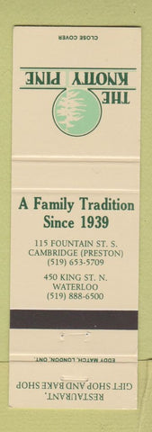 Matchbook Cover - Knotty Pine Cambridge Preston Waterloo ON