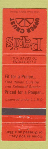 Matchbook Cover - Pepi's Upper Crust Italian Simcoe Collingwood ON