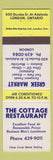 Matchbook Cover - Cottage Restaurant Greek Market London ON