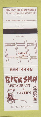 Matchbook Cover - Ricksha Restaurant Tavern Stoney Creek ON Tiki