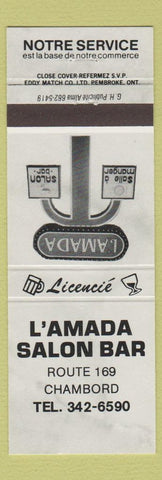 Matchbook Cover - L' Amada Salon Bar Chambord QC GRAY