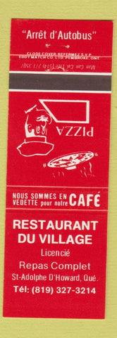 Matchbook Cover - Restaurant Du Village St Adolphe D Howard QC Pizza
