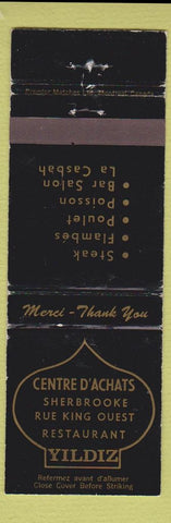 Matchbook Cover - Centre D Achats Sherbrooke QC Restaurant WORN