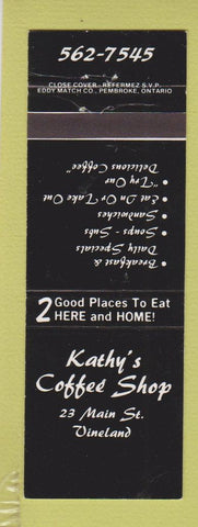Matchbook Cover - Kathy's Coffee Shop Vineland ON