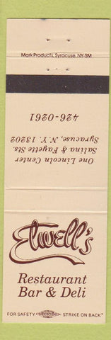 Matchbook Cover - Elwell's Restaurant Bar Deli Syracuse NY