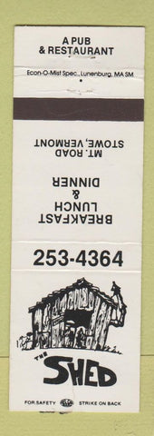Matchbook Cover - The Shed Restaurant Stowe VT WORN BACK