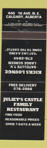 Matchbook Cover - Juliet's Castle Restaurant Calgary AB