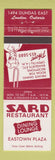 Matchbook Cover - Sard Restaurant London ON