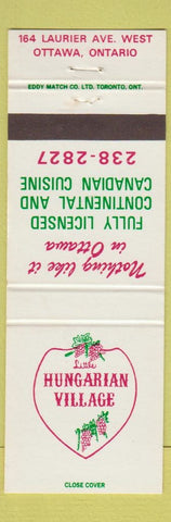 Matchbook Cover - Little Hungarian Village Ottawa ON