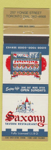 Matchbook Cover - Saxony Tavern Restaurant Toronto ON