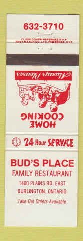 Matchbook Cover - Bud's Place Burlington ON