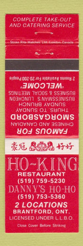 Matchbook Cover - Ho King Chinese Restaurant Brantford ON