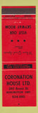 Matchbook Cover - Coronation House Burlington ON RED