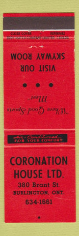 Matchbook Cover - Coronation House Burlington ON RED