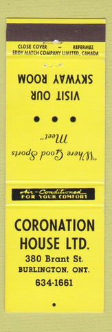 Matchbook Cover - Coronation House Burlington ON YELLOW