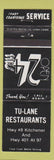 Matchbook Cover - Tu Lane Restaurant Kitchener ON