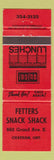 Matchbook Cover - Fetters Snack Shack Chatham ON