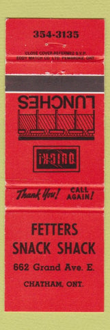 Matchbook Cover - Fetters Snack Shack Chatham ON