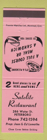 Matchbook Cover - Satelite Restaurant Peterboro ON PINK