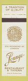 Matchbook Cover - Lounge Restaurant Tavern London ON
