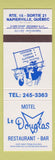 Matchbook Cover - Le Douglas Restaurant Napierville QC