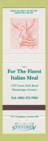 Matchbook Cover - Adriana's Mississauga ON Italian