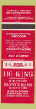 Matchbook Cover - Ho King Chinese Brantford ON