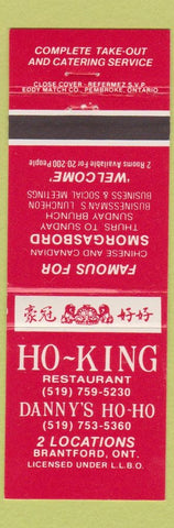 Matchbook Cover - Ho King Chinese Brantford ON