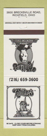 Matchbook Cover - Whitey's Booze n Burgers Chili Richfield OH