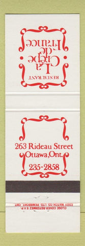 Matchbook Cover - Restaurant LA Crepe de France Ottawa ON