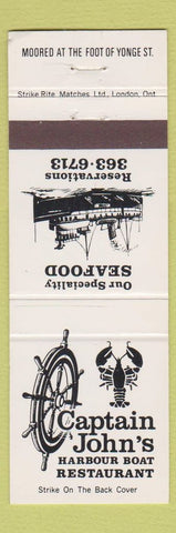 Matchbook Cover - Captain John's Harbour Boat Restaurant Toronto ON