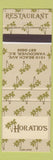 Matchbook Cover - Horatio's Resaturant Vancouver BC