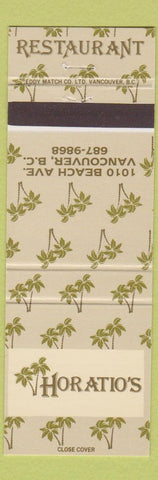 Matchbook Cover - Horatio's Resaturant Vancouver BC