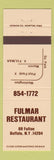 Matchbook Cover - Fulmar Restaurant Buffalo NY