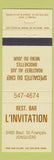 Matchbook Cover - Restaurant Bar L Invitation Jonquiere QC