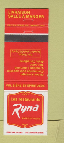 Matchbook Cover - Les Restaurants Rynd Neufchatel ST David QC