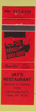 Matchbook Cover - Jay's Restaurant Calgary AB
