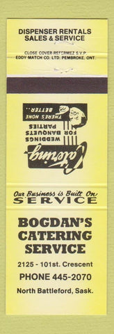 Matchbook Cover - Bogdan's Catering North Battleford SK