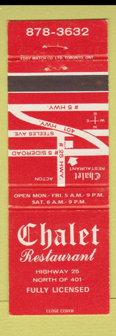 Matchbook Cover - Chalet Restaurant Acton NB