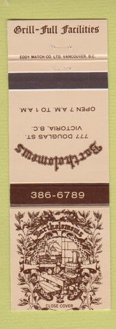 Matchbook Cover - Bartholomews Victoria BC